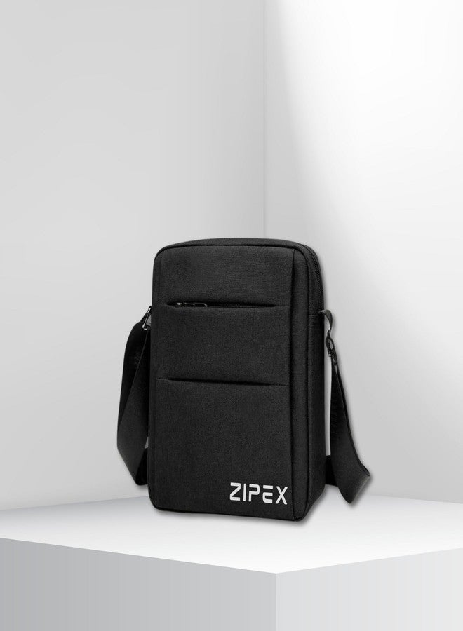 ZIPEX Black Sling Bag for Men | Adjustable Strap | Crossbody Shoulder Bag, Stylish Travel, Office & Daily Use Sling Pouch | Side bag - Image 5